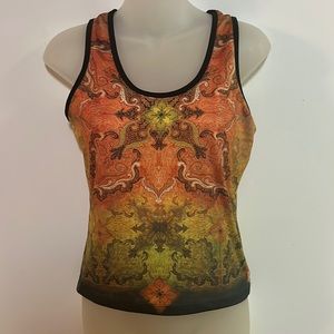 So Sporty Tank Top Built In Bralette Colorful Abstract Print Yoga Top